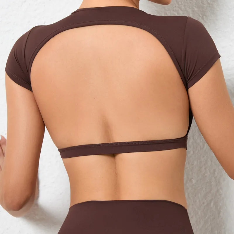 Hearuisavy Summer Sports Shirts Breathable Workout Tops Fitness Sportswear Backless Yoga Clothing Sport Crop Tops Women Gym Top Quick Pick Grocers