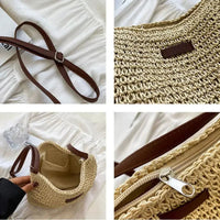 Ladies Fashion Summer Straw Crossbody Bag Women Beach Holiday Shopping Woven Shoulder Handbag Messenger Purses For Women Bags Quick Pick Grocers