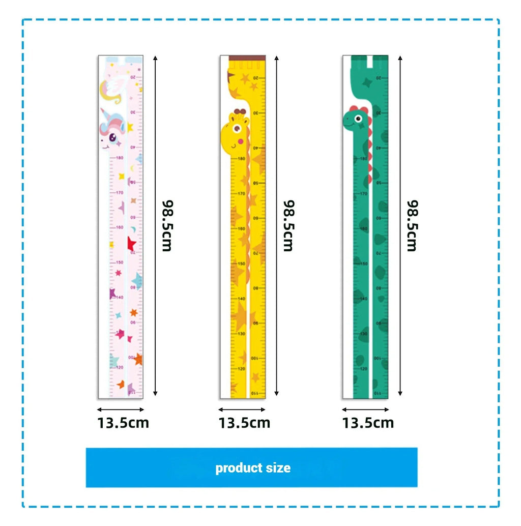 180cm Whimsical Animal Growth Chart Wall Decals: Unicorn, Dino, Giraffe Height Stickers for Nursery & Kids Room Decor Quick Pick Grocers