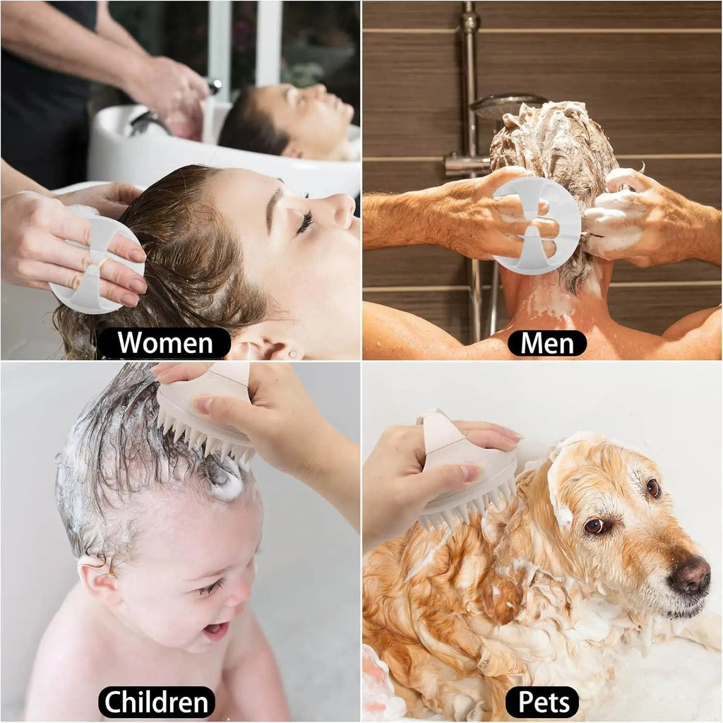 Hair Scalp Massager Shampoo Brush Hair Scrubber Washing Brush Silicone Scalp Exfoliator for Dandruff Removal- Beige Quick Pick Grocers