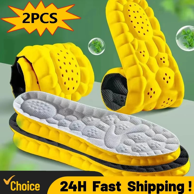 4D Cloud Technology PU Sole Sports Insoles For Shoes Soft Breathable Shock Absorption Cushion Running Orthopedic Care Insoles Quick Pick Grocers