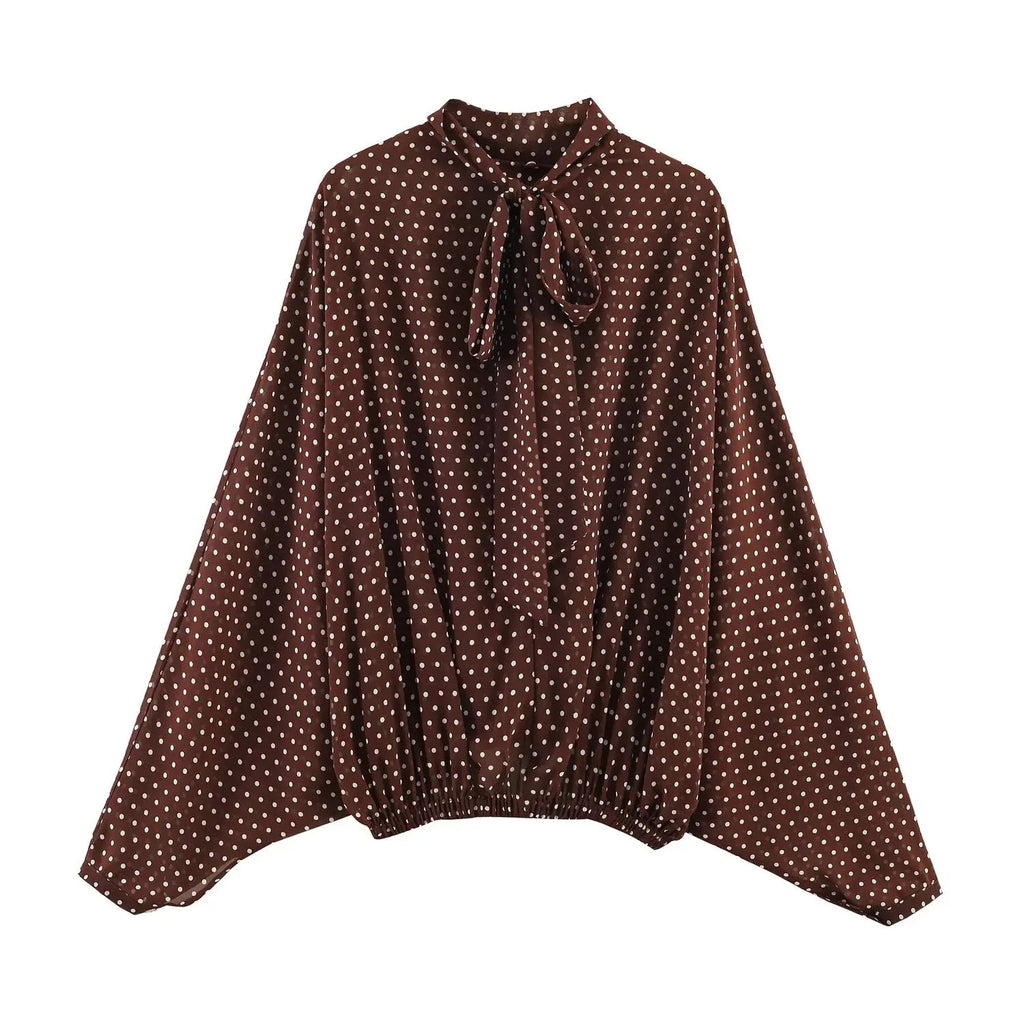 Polka Dot Printed Midi Skirts Two Piece Sets for Women 2025 Summer Chic Bow Tied Blouse Top Suits Woman 2 Piece Outfits Quick Pick Grocers