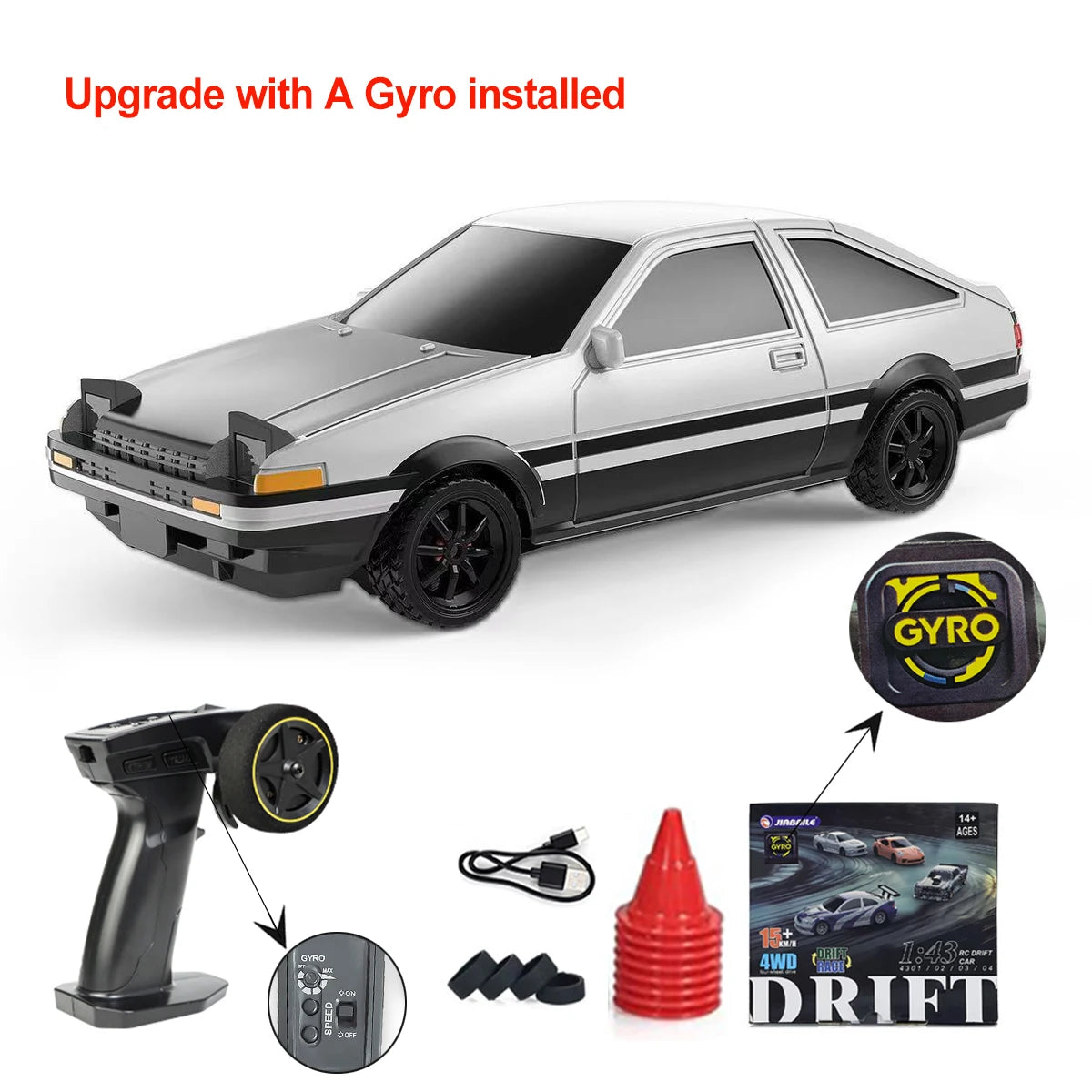 Upgraded Gyro 1/43 RC Drifting Car Racing RTR 4WD High Speed Radio Control Model 2.4G Drift Race Vehicle Mini Gifts Econic Blanks