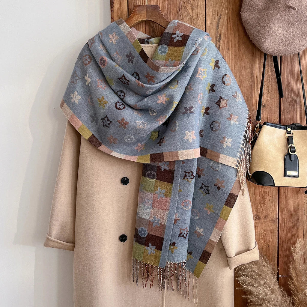 New Brand National Style Cashmere Scarf Winter Women Pashmina Shawls Warm Blanket Wraps Female Foulard Bandana Thick Scarves Quick Pick Grocers