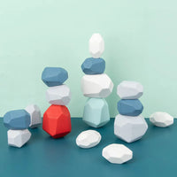 Wooden Sorting Stacking Rocks Stones Sensory Toddler Toys Learning Montessori Toys Building Blocks Game for Kids Birthday Gifts Purest Peak