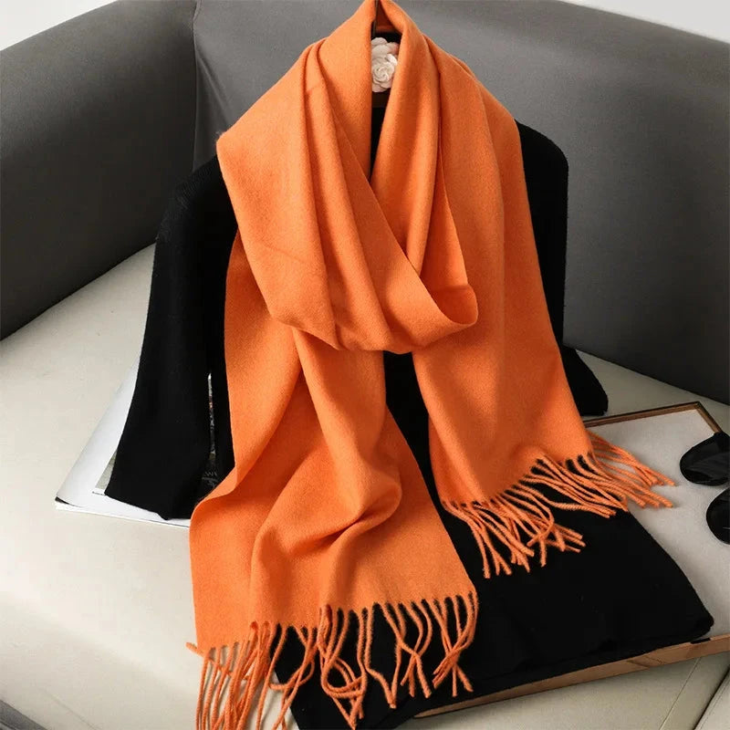 62Color Solid Women Winter Scarf Warm Thicken Cashmere Shawl Outdoor Fashion Luxury Tassels Pashmina Lady Wrap Windproof Scarves Econic Blanks