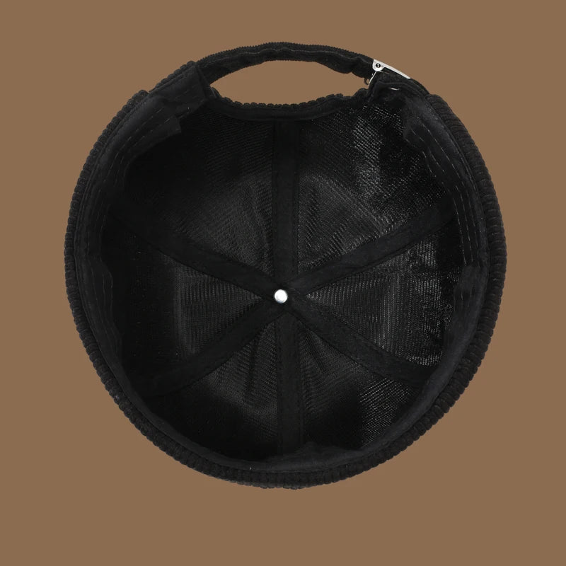 Autumn and winter corduroy brimless casual hat, personalized yuppie hat, men's and women's striped velvet melon skin hat Quick Pick Grocers