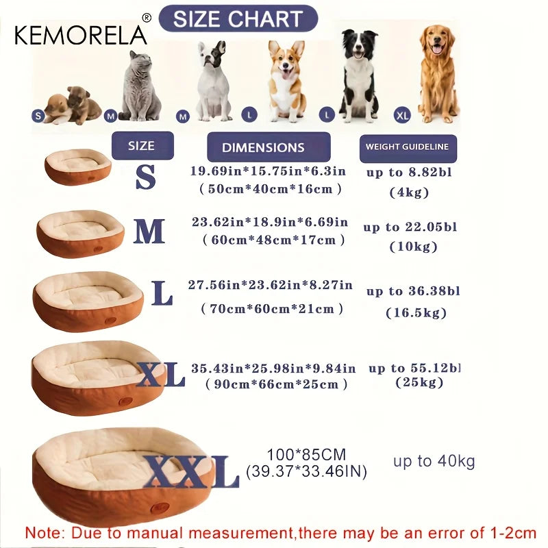 Plush Oval Pet Bed for Dogs and Cats, Thickened achine Washable All-Season Dog Cat Cushion for Small Medium Large Breeds Quick Pick Grocers