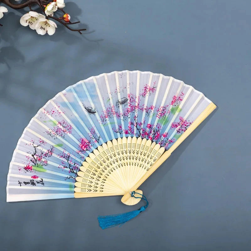 Hand Fan Foldable Silk Fan Noodles Bamboo Fan Bones Halloween Cosplay Prop Christmas Wedding Decoration Party Gifts Art Crafts Econic Blanks