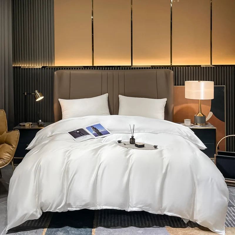 Natural Mulberry Silk Duvet Cover Comfortable Solid Color Quilt Cover Single Double King Size Comforter Cover Soft Skin Friendly Quick Pick Grocers