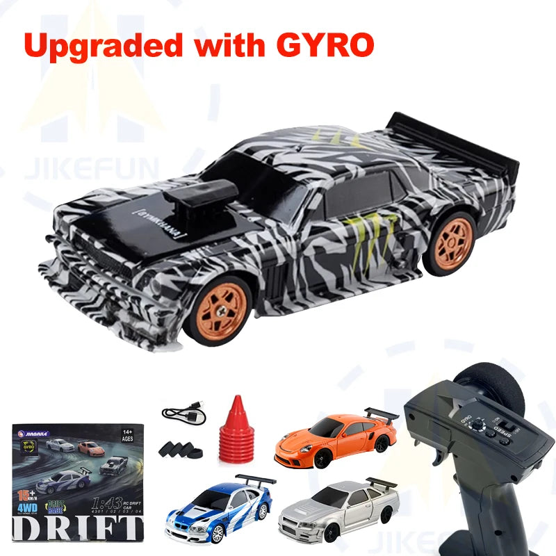Upgraded Gyro 1/43 RC Drifting Car Racing RTR 4WD High Speed Radio Control Model 2.4G Drift Race Vehicle Mini Gifts Econic Blanks