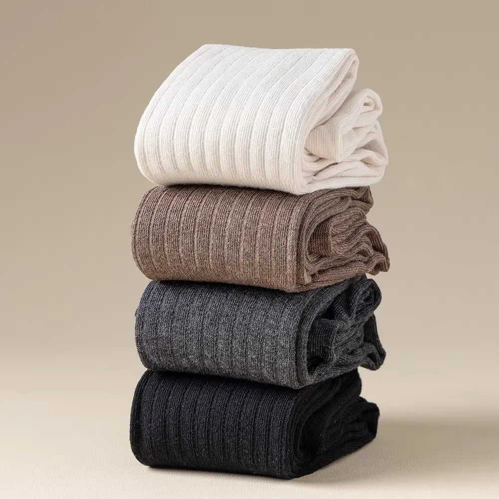 Fashion Pure Cotton Knee-high Socks Solid Color Keep Warm Long Tight Socks Boot Socks Fall Winter Quick Pick Grocers