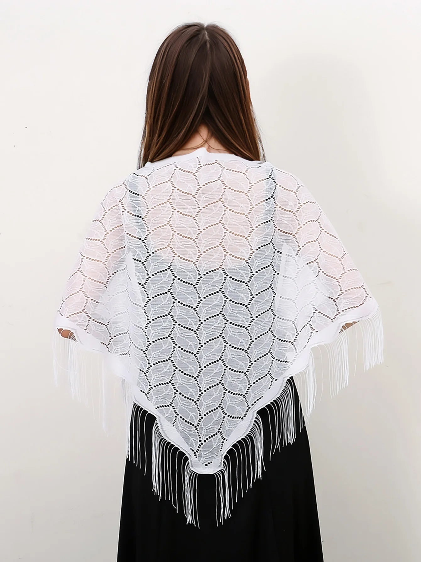 Fashion Lace Hollow Tassel Triangle Scarf Embrodiery Women Headscarf Female Spring Summer Shawls Scarves Long Veil Floral Scarf Quick Pick Grocers