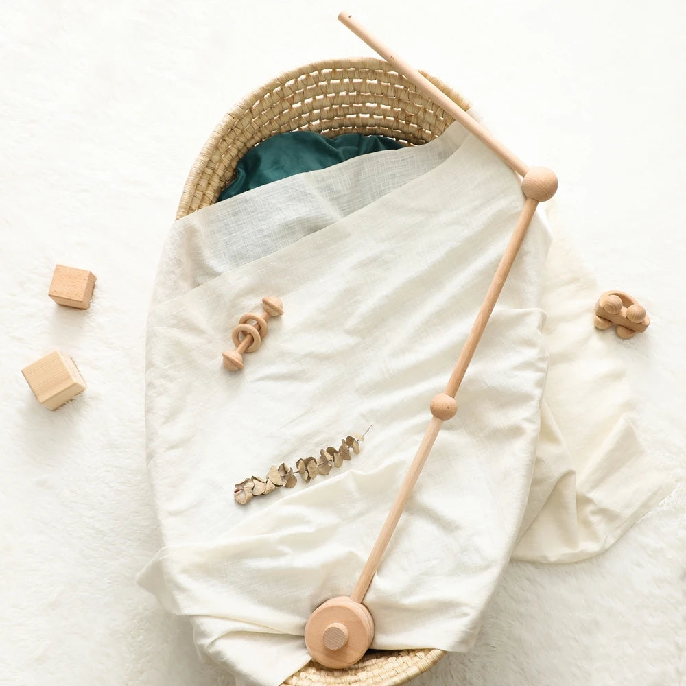 Crib Mobile Bed Bell Wooden Bracket Baby 0-12 Months Wooden Mobile Hanging Rattles Toy Holder Decorative Accessories Arm Bracket Purest Peak