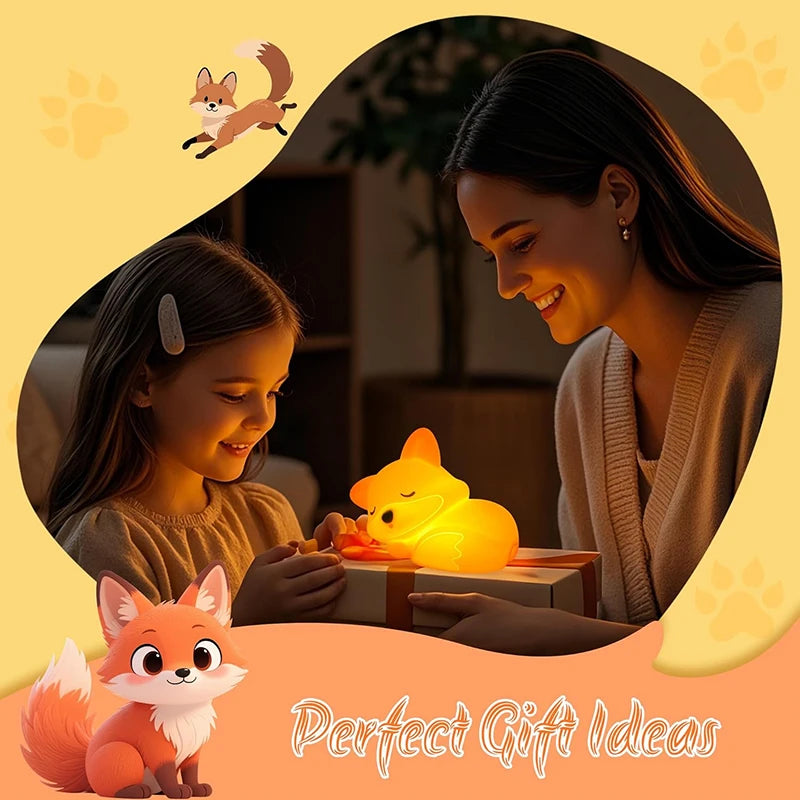 Fox Night Light, Squishy Silicone Lamp Novelty Gifts, Rechargeable Dimmable Timer Bedside Touch Nightlight for Breastfeeding Quick Pick Grocers