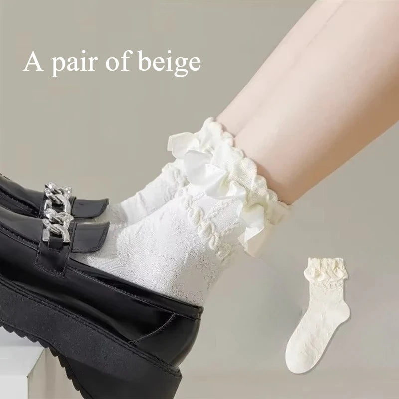 Short Lace Socks Ballet Lace Lace Tie Women Boat Sock Anti slip Bow Short Sock Girls Japanese Mary Jane Ballet Shoes Socks Quick Pick Grocers
