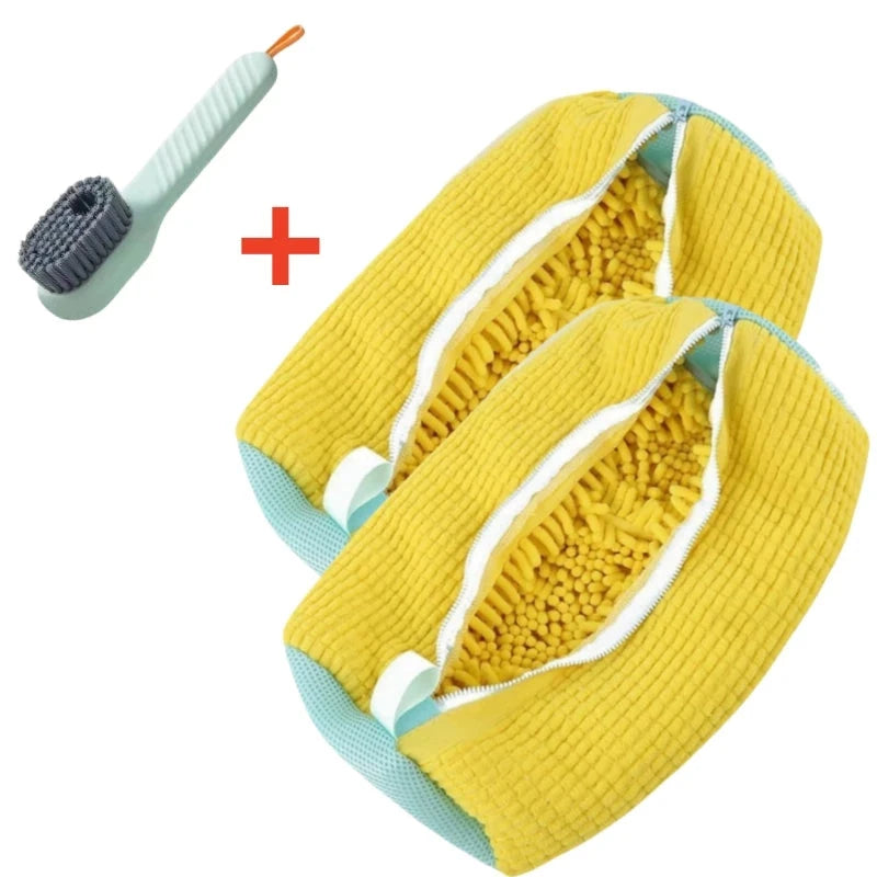 1/2/4PCS Shoe Washing Machine Bag with Liquid Shoe Brush Set Durable Laundry Shoe Bag and Soft Bristle Clean Brush for All Shoes Econic Blanks