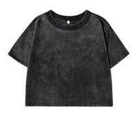 100% Cotton Washed T-Shirts For Women Loose O-Neck Crop Tops Y2k Street Female Clothes Summer Casual Vintage Short Sleeve Tees Quick Pick Grocers