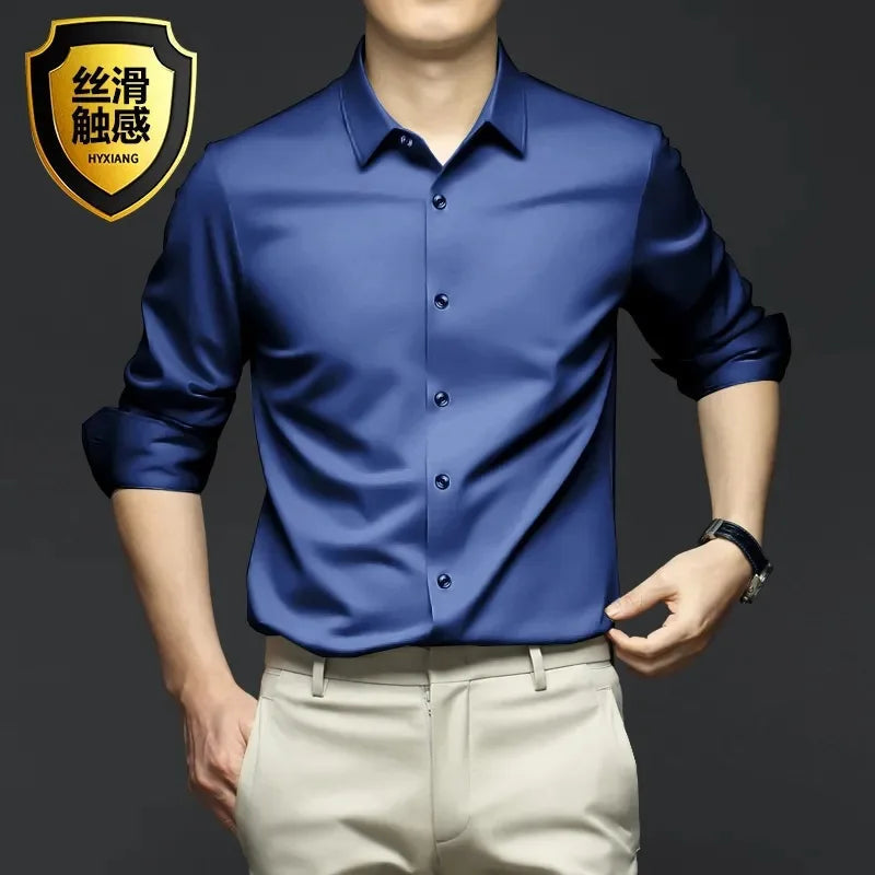 S-5XL Men's Shirt Long Sleeve Non iron Wrinkle Resistant Business Dress High end Professional Casual Suit White Shirt Quick Pick Grocers