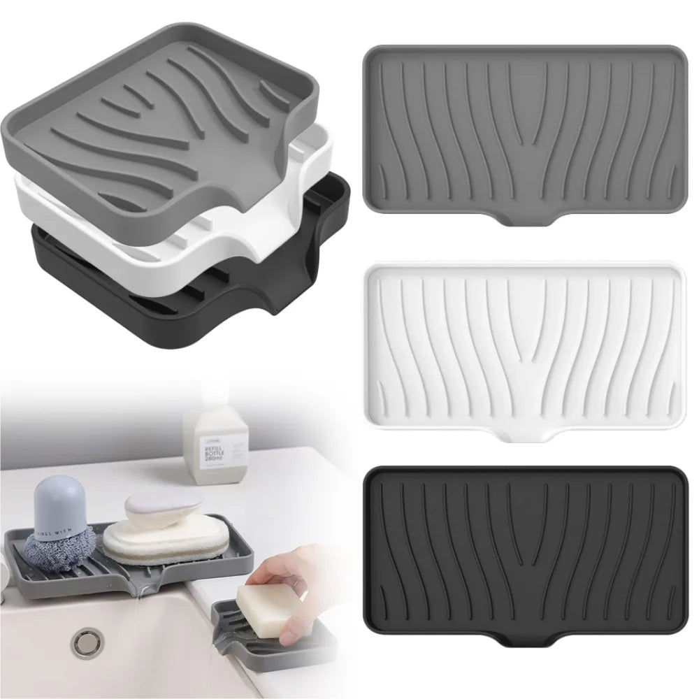 1-Pack Silicone Drain Soap Box Kitchen Bathroom Anti-slip Sink Tray Creative Washing Table Soap Tray Free Punch Drain Rack Econic Blanks