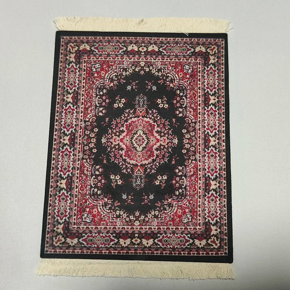 Woven flower Persian carpet small coaster wholesale merchants cheap mouse pad desk mat retro style rubber non-slip computer mats Quick Pick Grocers