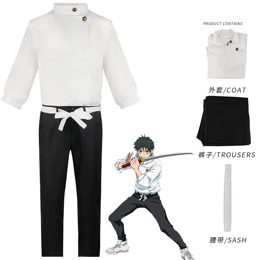 Anime Jujutsu Kaisen Yuta Okkotsu Cosplay Costume Men Women Halloween Party Uniforms Tops + Pants + Belt Quick Pick Grocers