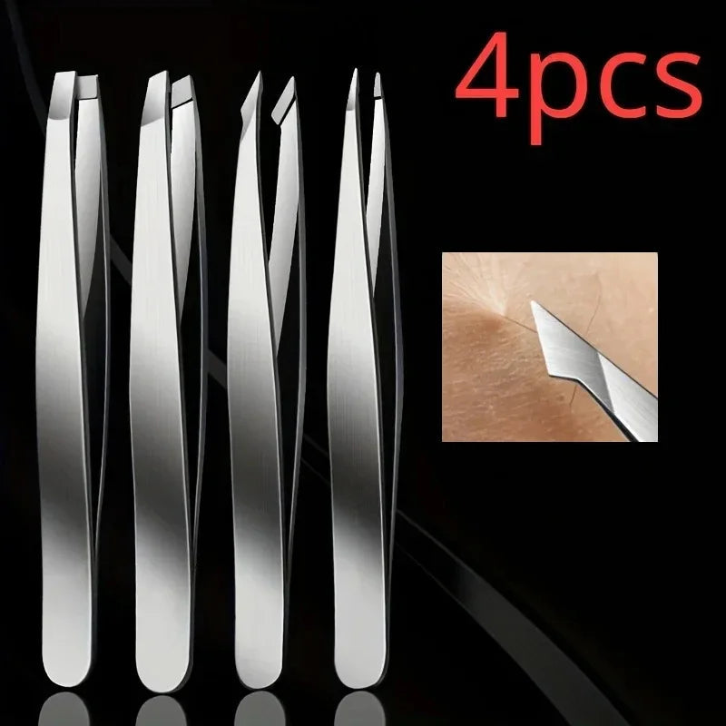 4pcs Set Professional Tweezers Set Perfect For Eyebrow Hair Removal Splinter Very Effortless and Relaxed to Remove for women Econic Blanks