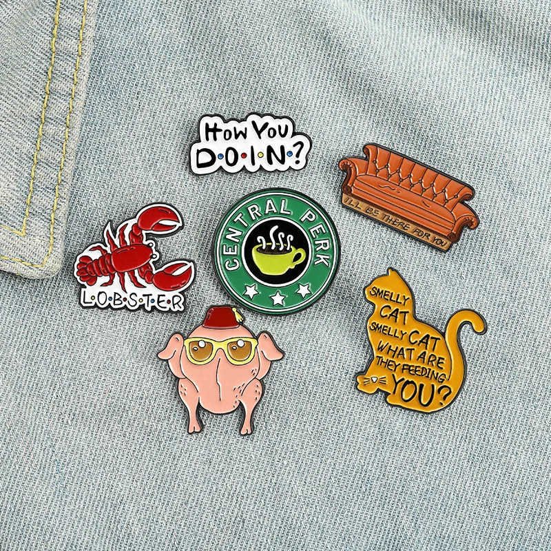 New Creative American TV Series Friends Pin Cartoon Cute Lobster Sofa Shaped Letter Pin Badge Quick Pick Grocers