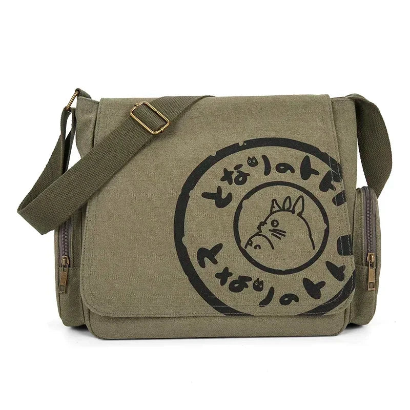 Vintage Cartoon Canvas Messenger Bag – Large Capacity Tote Handbag Econic Blanks