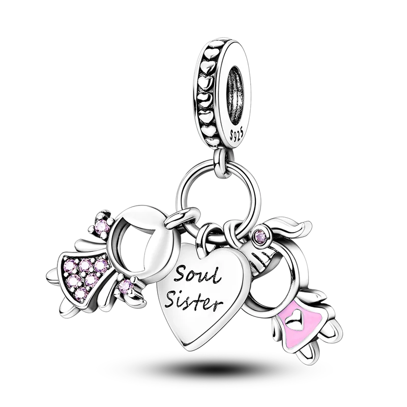 2025 Hot Sale Charms Bead 925 Sterling Silver Pink Butterfly Luminous Firefly Dangle Fit Bangle Bracelet Necklace DIY Jewelry Econic Blanks
