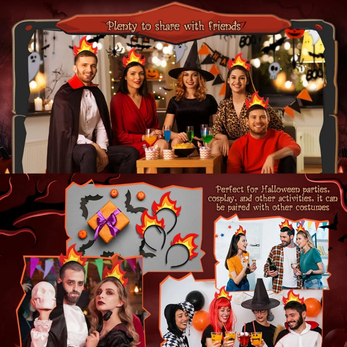 1 PC New Flame Headband: Carnival Party Headdress, Halloween Halloween Party Funny Photo Photo Hair Accessory Quick Pick Grocers