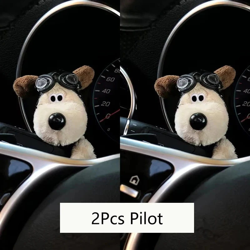 Plush Puppy Clutch Decoration Car Wiper Turn Signal Switch Ornaments kawaii Bowknot Dog Car Wiper Doll Auto Interior Accessories Econic Blanks