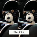 Kawaii Plush Puppy Clutch Decoration – Cute Dog Car Wiper & Turn Signal Switch Ornament with Bowknot | Auto Interior Accessories Econic Blanks