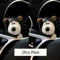 Kawaii Plush Puppy Clutch Decoration – Cute Dog Car Wiper & Turn Signal Switch Ornament with Bowknot | Auto Interior Accessories Econic Blanks
