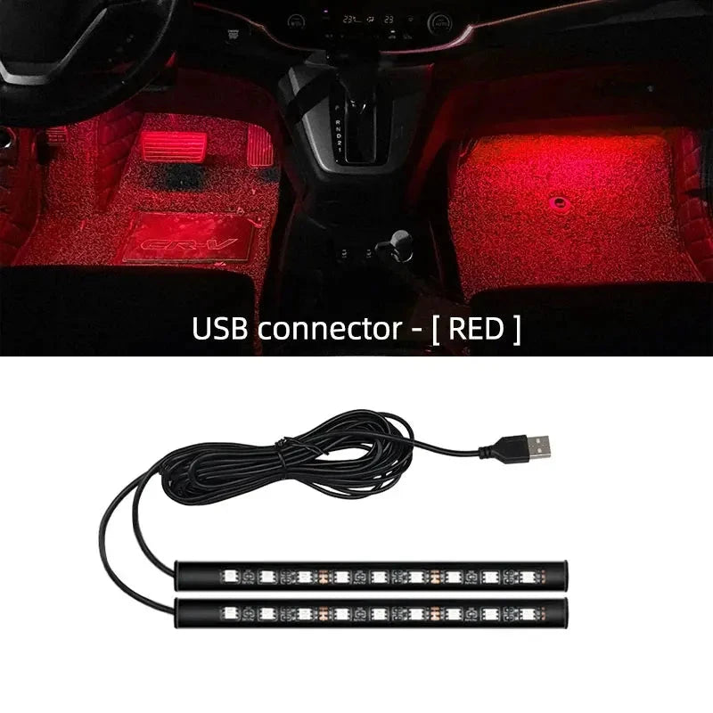 2-in-1 LED Car Neon Interior Light – USB & Cigarette Lighter Footwell Ambient Light, Car Backlight Atmosphere Lamp Accessories Econic Blanks