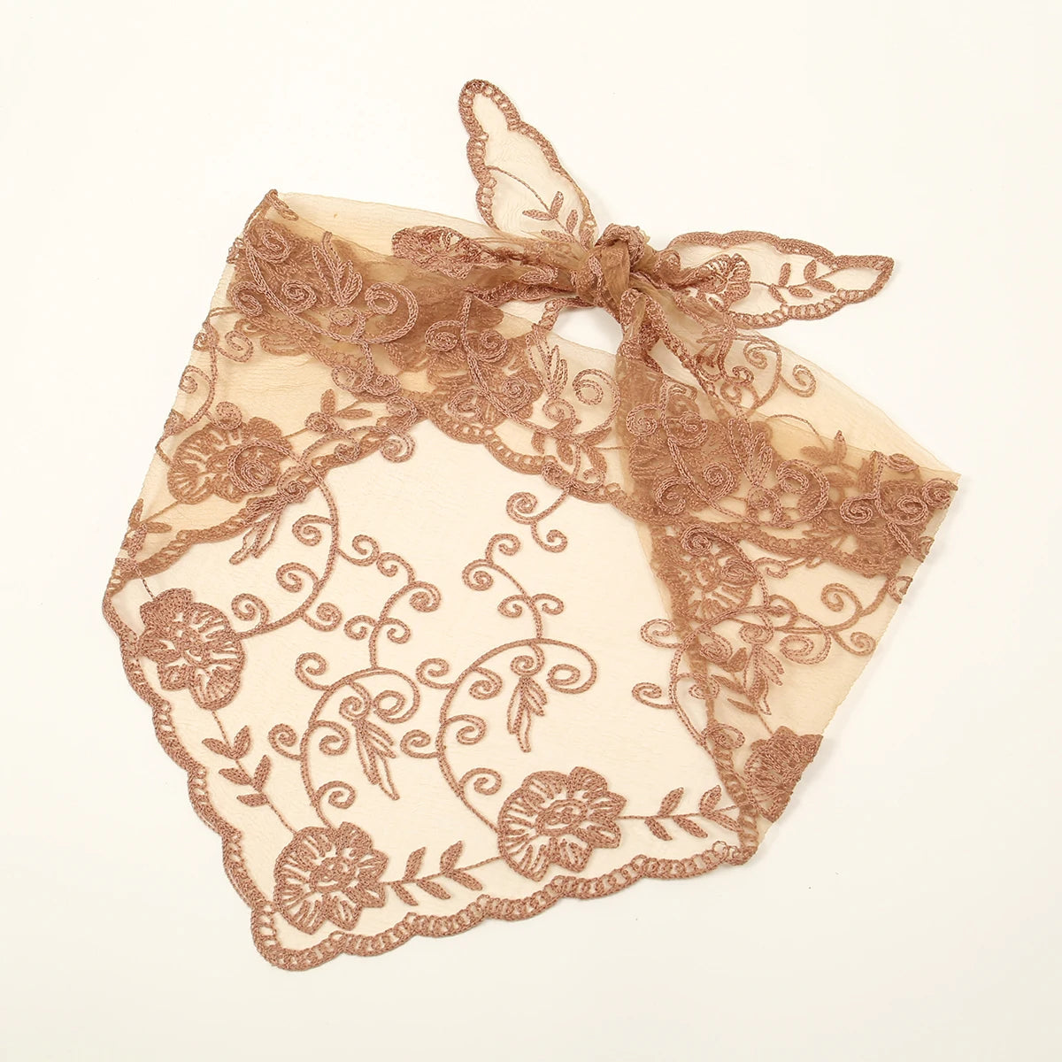 Elegant Lace Scarf Hollow Out Embroidery Foulard Bandana Solid Color Triangular Scarf Thin Vintage HandkerChiefs for Hair Woman Quick Pick Grocers