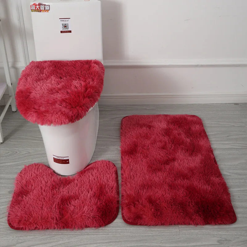 Toilet Seat Cover 3Pcs Set Bath Mat Shower Room Floor Rug Home Bathroom Anti-Slip Absorbent Doormat Bathtub Decor Carpet Quick Pick Grocers
