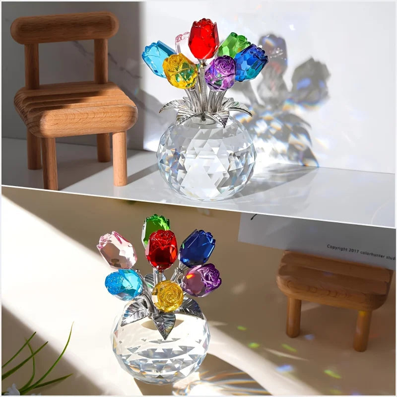 Colourful Rose Bouquet - For Anniversary, Mother's Day, Valentine's Day Crystal Rose Bouquet - Eternal Rose Decorative Gift Quick Pick Grocers