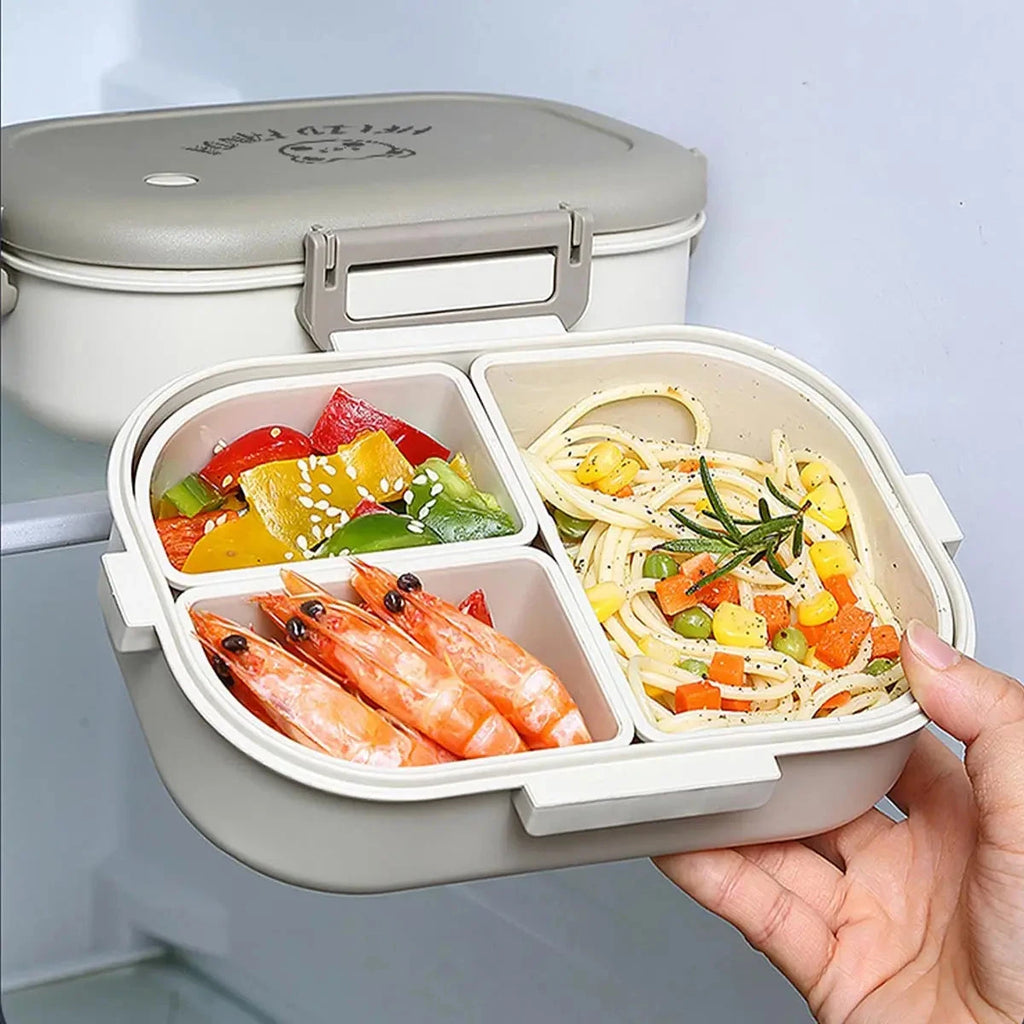 WORTHBUY Removable 3-Compartment Lunch Box 800ml Portable Plastic Bento Box Microwave School Student Kid Sealed Food Container Econic Blanks