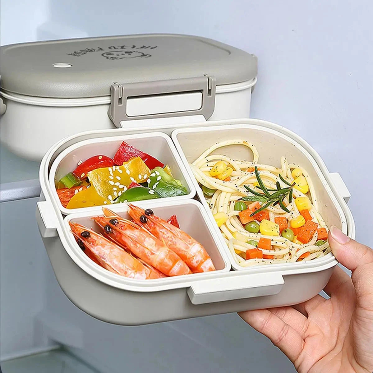 WORTHBUY Removable 3-Compartment Lunch Box 800ml Portable Plastic Bento Box Microwave School Student Kid Sealed Food Container Econic Blanks