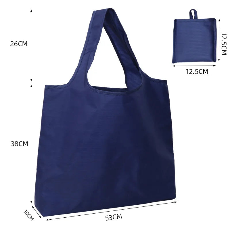 BIG Eco-Friendly Folding Shopping Bag Reusable Portable Shoulder Handbag for Travel Grocery simple solid color grocery bag Quick Pick Grocers