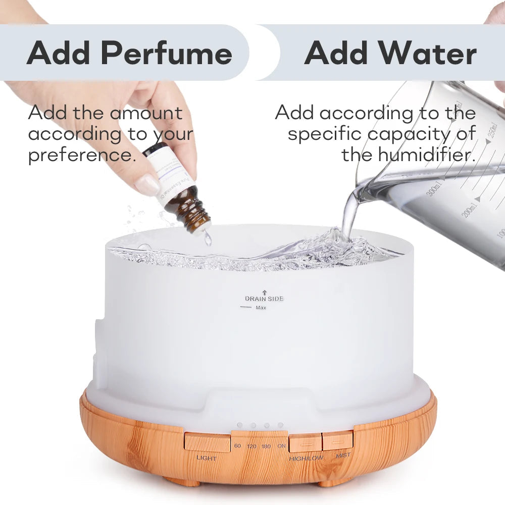 Air Humidifier Essential Oil Diffuser 300ML 500ML 1000ML With Lights Remote Control Ultrasound Electric Aromatherapy Diffuser Quick Pick Grocers