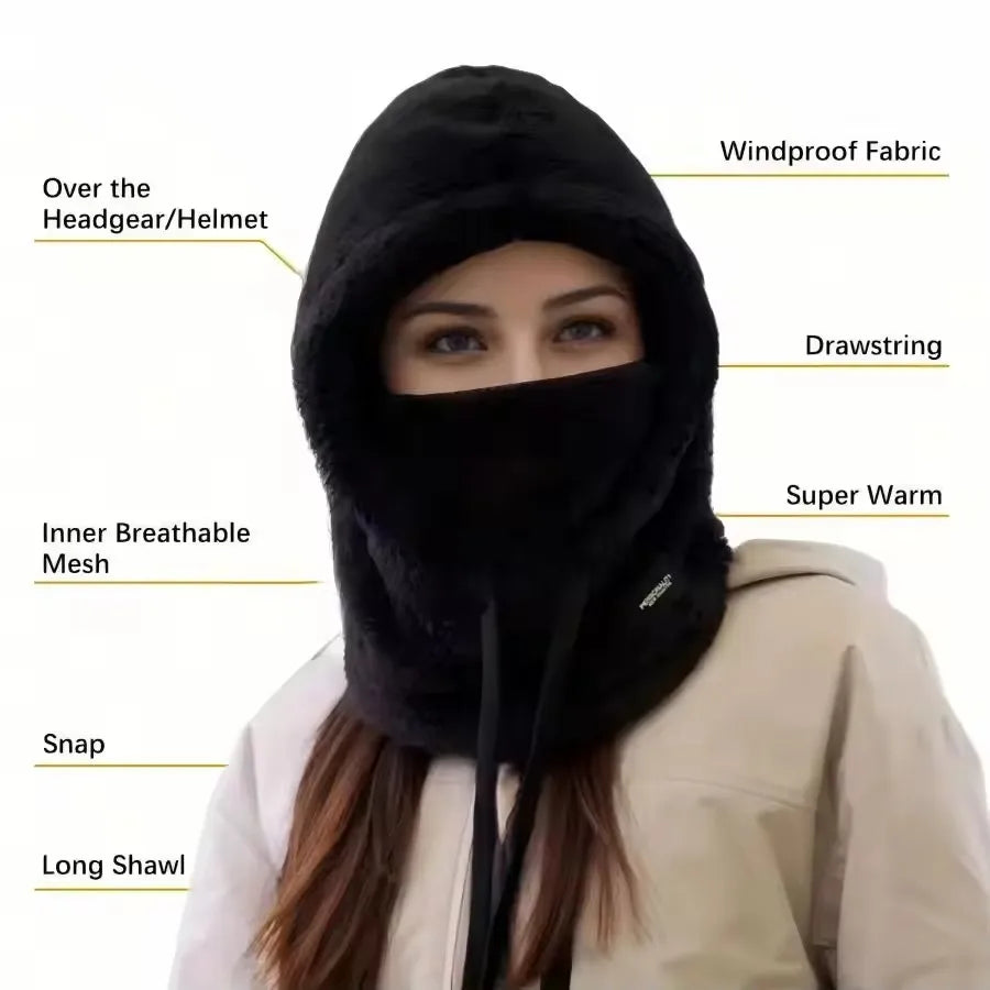 Warm Thermal Windproof Balaclava Ski Hood Motorcycle Face Cover Polar Fleece Adjustable Cycling Neck Cover Full Face Mask Winter Quick Pick Grocers