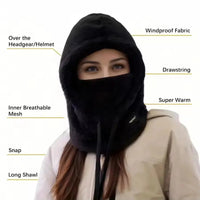 Warm Thermal Windproof Balaclava Ski Hood Motorcycle Face Cover Polar Fleece Adjustable Cycling Neck Cover Full Face Mask Winter Quick Pick Grocers