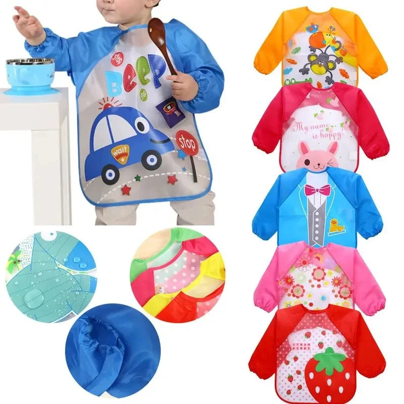 Waterproof EVA Full Sleeve Baby Bibs Children Apron Long Sleeve Feeding Smock Kids Eating Breastplate Infant Scarf Clothing Quick Pick Grocers