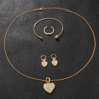 Women's Quartz Watch Gold Luxury Women Ring Necklace Earring Rhinestone Fashion Wristwatch Casual Ladies Watches Jewelry Set Quick Pick Grocers