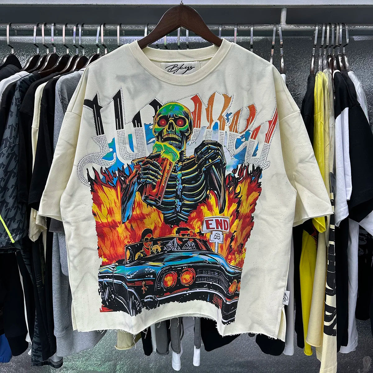 Shinning Bling Diamond Short Sleeve Cropped T-shirt for Men and Women Crew Neck Rhinestone Loose Cotton Summer Tshirts Oversized Quick Pick Grocers