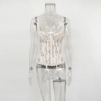 Tuularose Summer Women's Camisole Fashion Print Lace Patchwork Sleeveless Lace-up Tops New Party Hot Girl Streetwear Female Tops Quick Pick Grocers