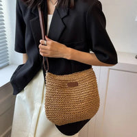 Ladies Fashion Summer Straw Crossbody Bag Women Beach Holiday Shopping Woven Shoulder Handbag Messenger Purses For Women Bags Quick Pick Grocers