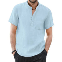 Men's Short Sleeve T-shirt Cotton and Linen Casual Men T-shirts Solid Color Summer Shirt Male Cozy Breathable Quick Pick Grocers